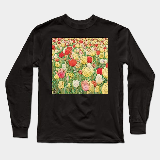 Artistic Impressionist Tulips Long Sleeve T-Shirt by Muzehack